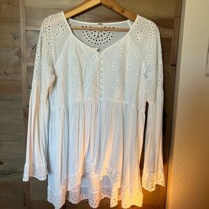 Free People White Eyelet Tunic Top